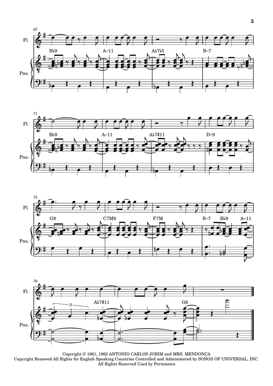 One Note Samba (Samba De Uma Nota Só) by Antonio Carlos Jobim Flute Solo - Digital Sheet Music page 5