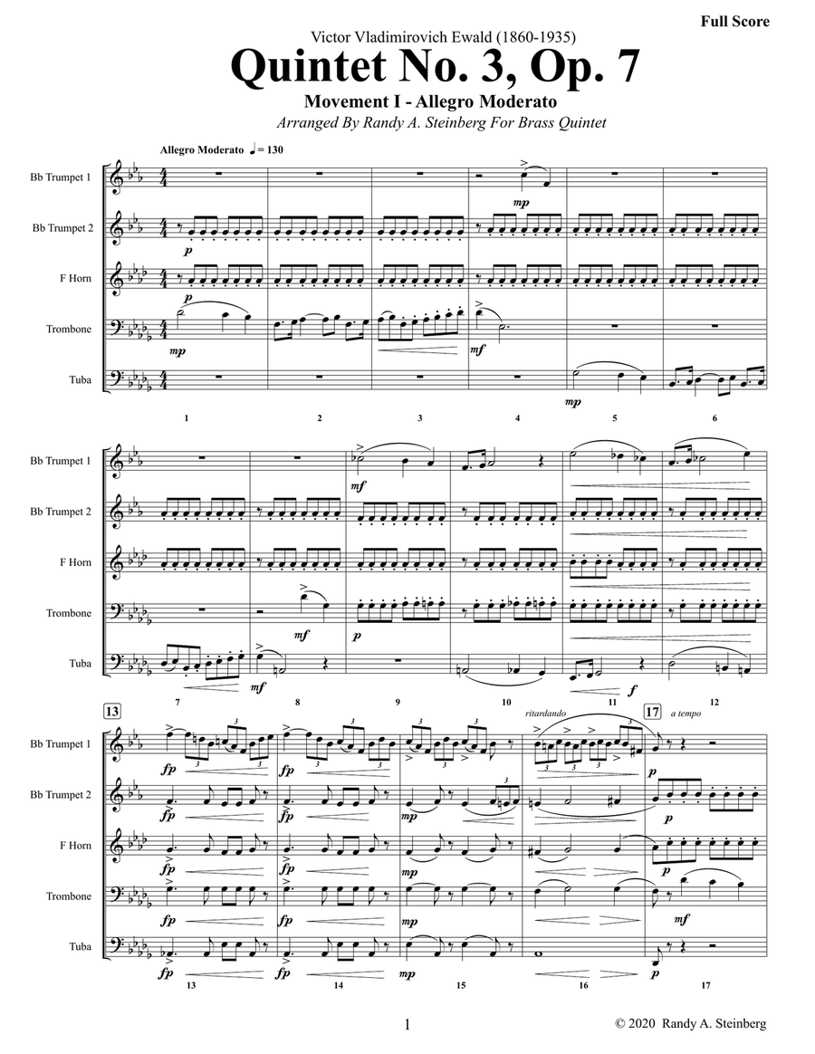 Quintet No. 3 Op. 7 - Movement I Brass Ensemble - Digital Sheet Music page 3