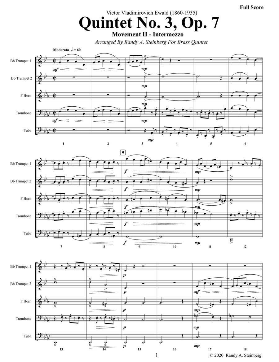 Quintet No. 3 Op. 7 - Movement II Brass Ensemble - Digital Sheet Music page 3