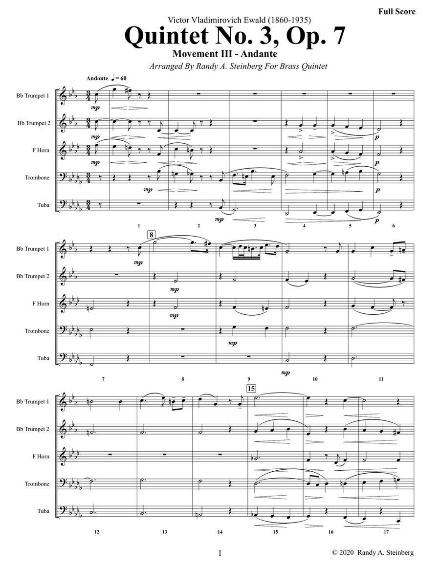 Quintet No. 3 Op. 7 - Movement III Brass Ensemble - Digital Sheet Music page 3