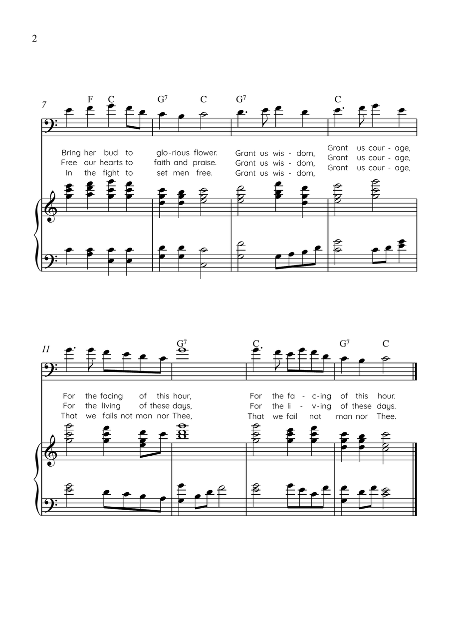 God of Grace and Gov of Glory (Cwm Rhondda) - Cello with Piano in C Easy with Chords and Lyrics Piano - Digital Sheet Music page 2