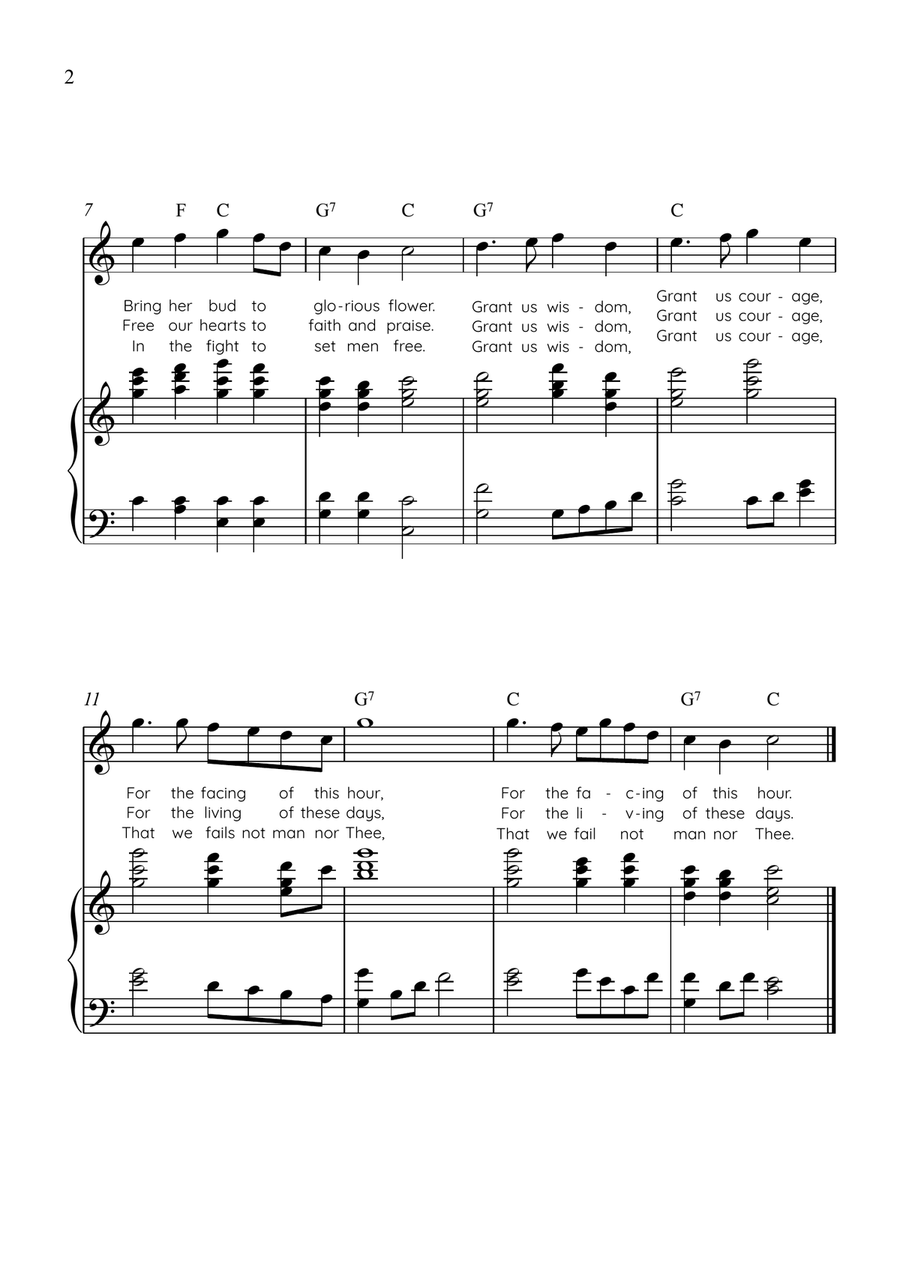 God of Grace and Gov of Glory (Cwm Rhondda) - Flute with Piano in C Easy with Chords and Lyrics Flute Solo - Digital Sheet Music page 2