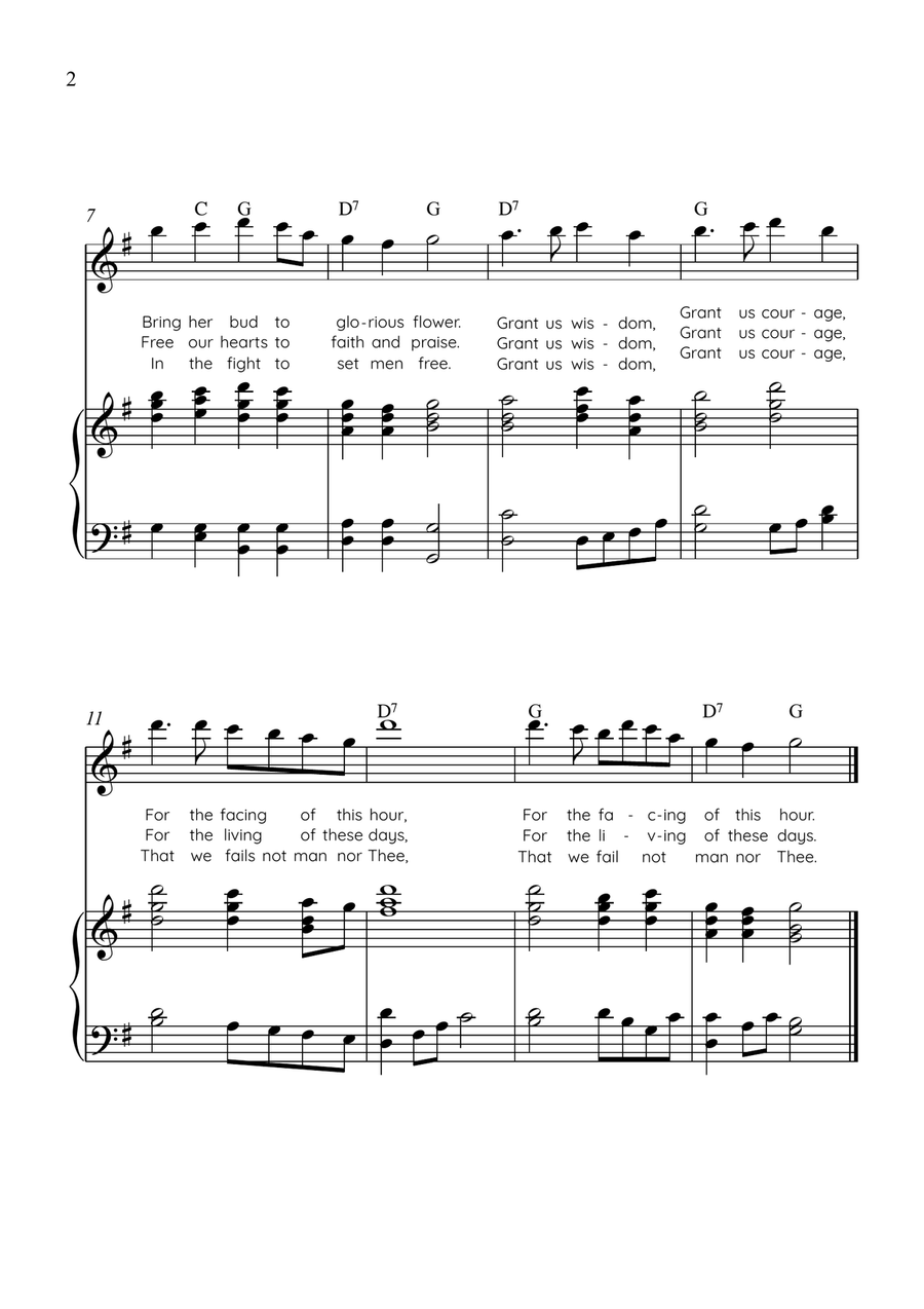 God of Grace and Gov of Glory (Cwm Rhondda) - Flute with Piano in G Easy with Chords and Lyrics Flute Solo - Digital Sheet Music page 2