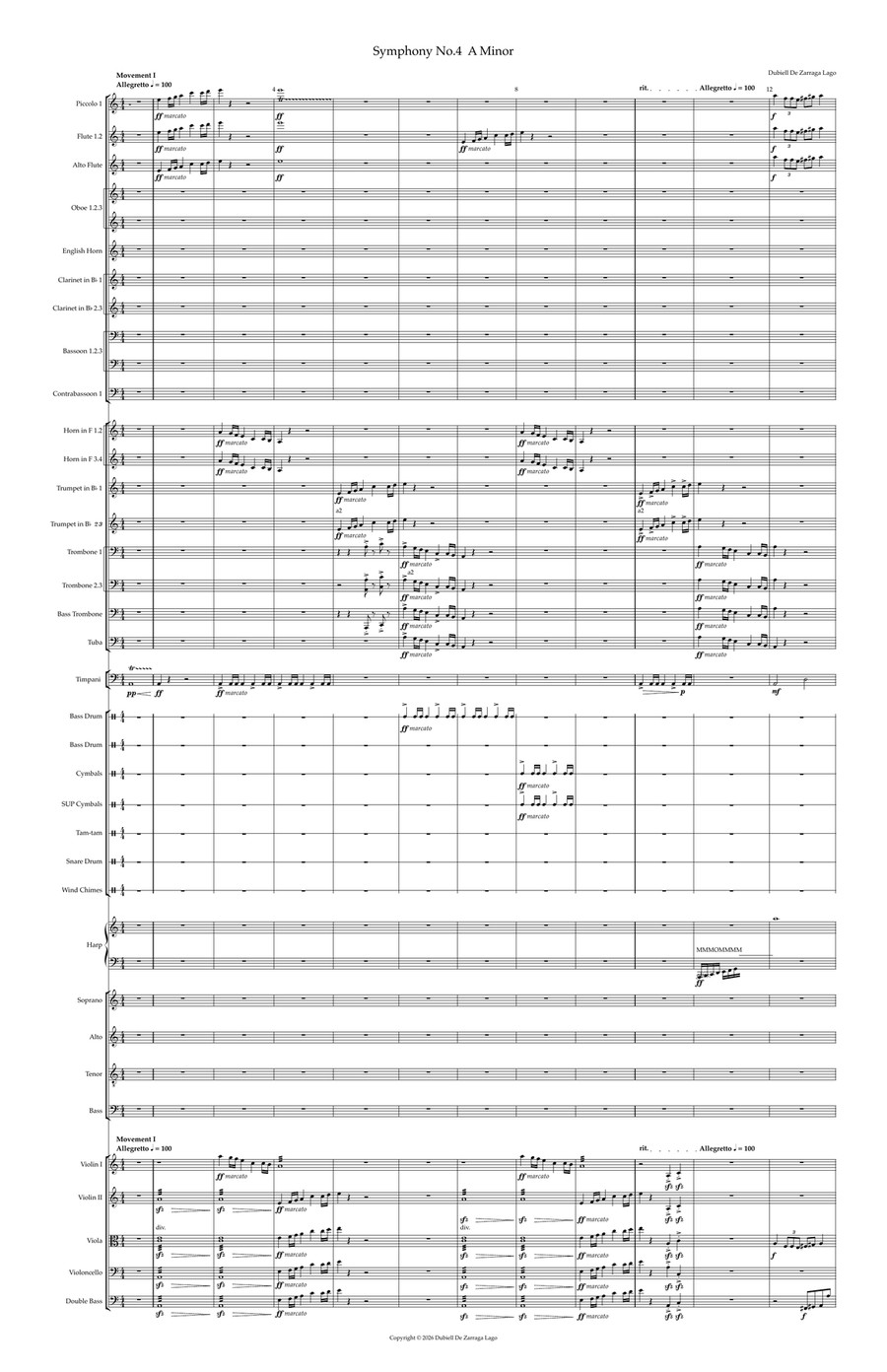 Symphony No. 4 in A Minor by Dubiell De Zarraga Lago Full Orchestra - Digital Sheet Music page 5