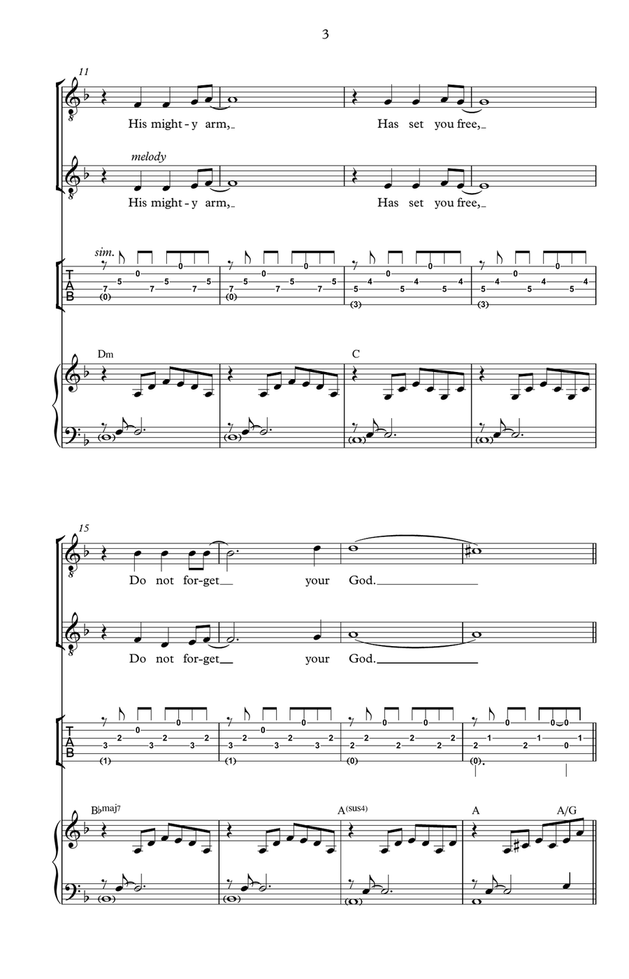Do Not Forget (Your God) – 3-Part Men’s Voices, accompanied 3-Part - Digital Sheet Music page 2