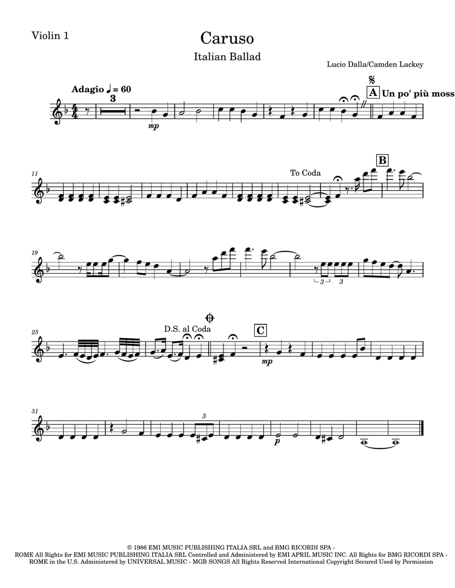 Caruso by Andrea Bocelli String Quartet - Digital Sheet Music page 4