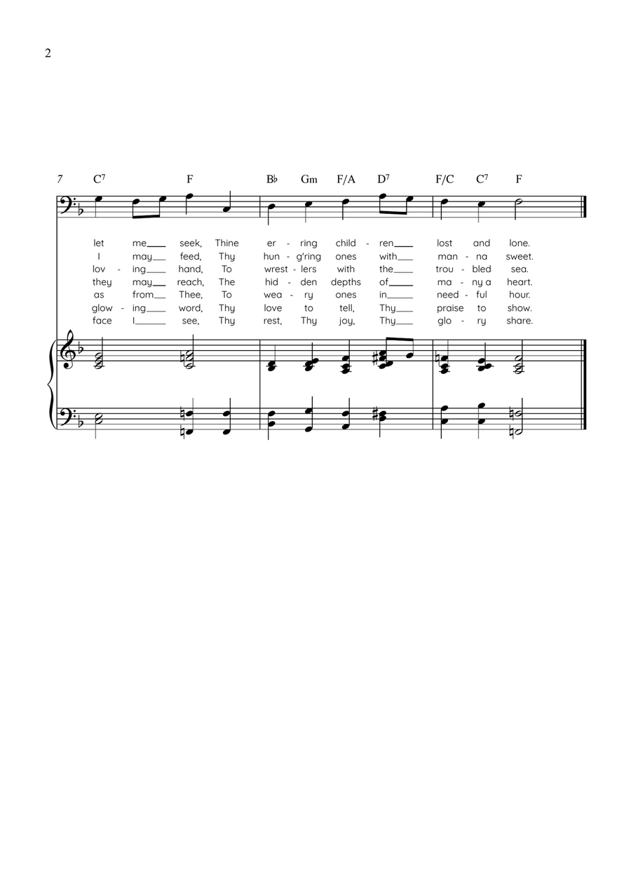 Lord, Speak to Me (Canonbury) - Cello with Piano in F Easy with Chords and Lyrics Piano - Digital Sheet Music page 2