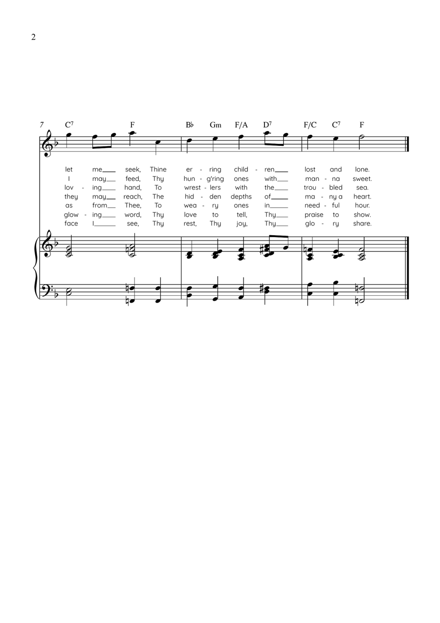 Lord, Speak to Me (Canonbury) - Violin with Piano in F Easy with Chords and Lyrics Violin Solo - Digital Sheet Music page 2
