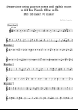 9 exercises using quarter notes and eighth notes in 4/4 For Piccolo Oboe in B♭