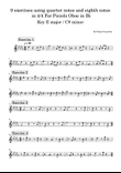 9 exercises using quarter notes and eighth notes in 4/4 For Piccolo Oboe in B♭
