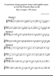 9 exercises using quarter notes and eighth notes in 4/4 For Piccolo Oboe in B♭