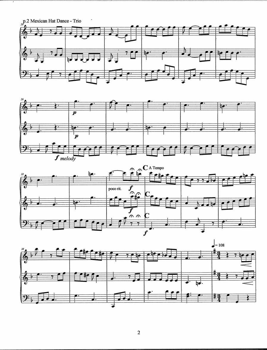 Mexican Hat Dance (Jarabe Tapatio) by Folk Song String Trio - Digital Sheet Music page 3