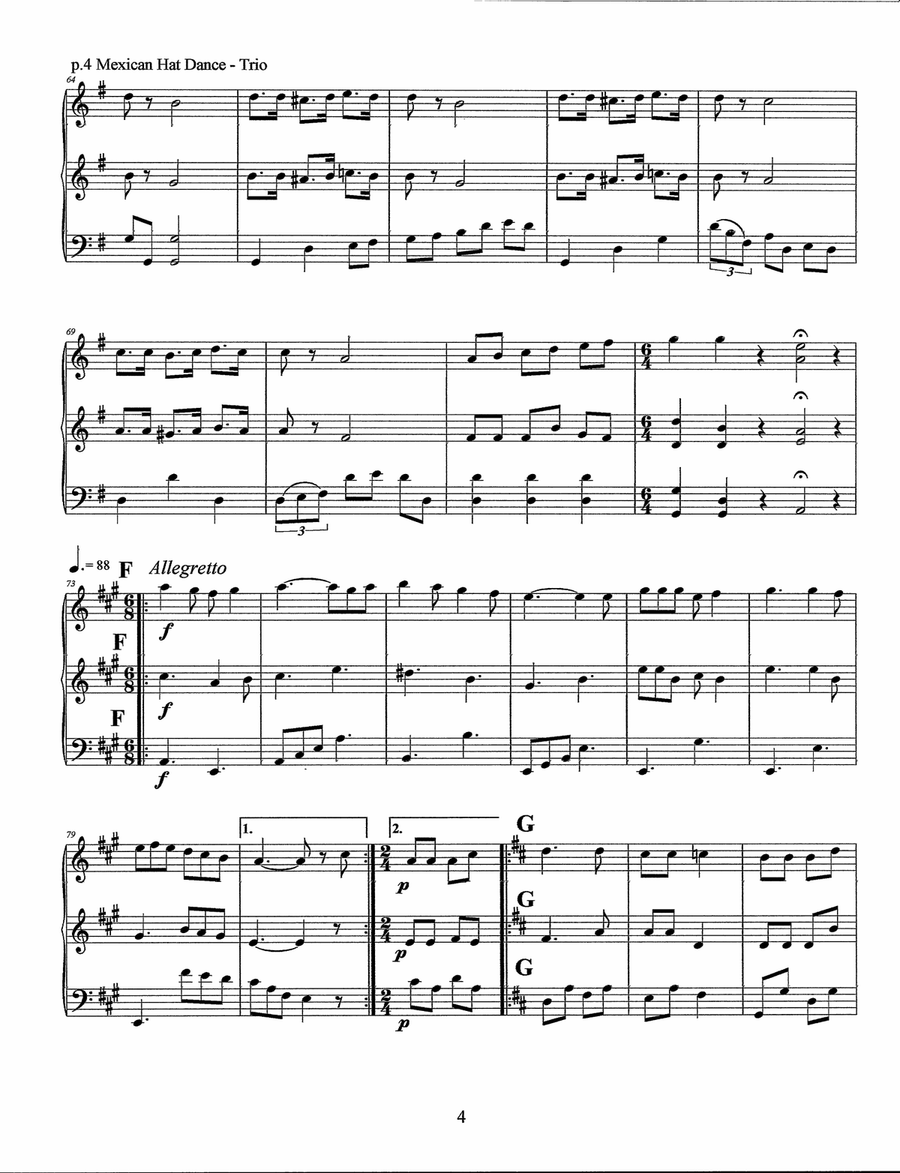 Mexican Hat Dance (Jarabe Tapatio) by Folk Song String Trio - Digital Sheet Music page 5