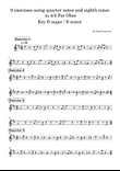 9 exercises using quarter notes and eighth notes in 4/4 For Oboe
