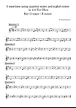 9 exercises using quarter notes and eighth notes in 4/4 For Oboe