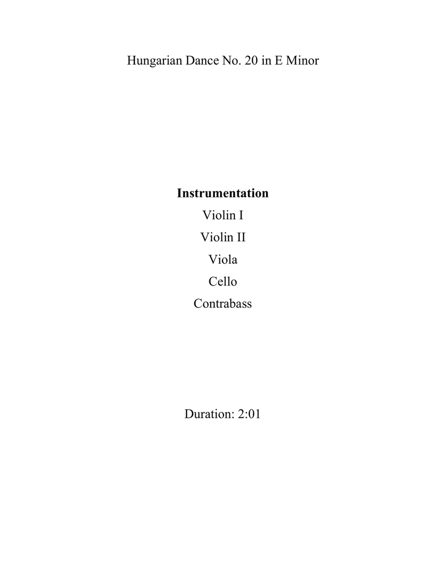 Hungarian Dance No. 20 in E Minor by Johannes Brahms String Orchestra - Digital Sheet Music page 2