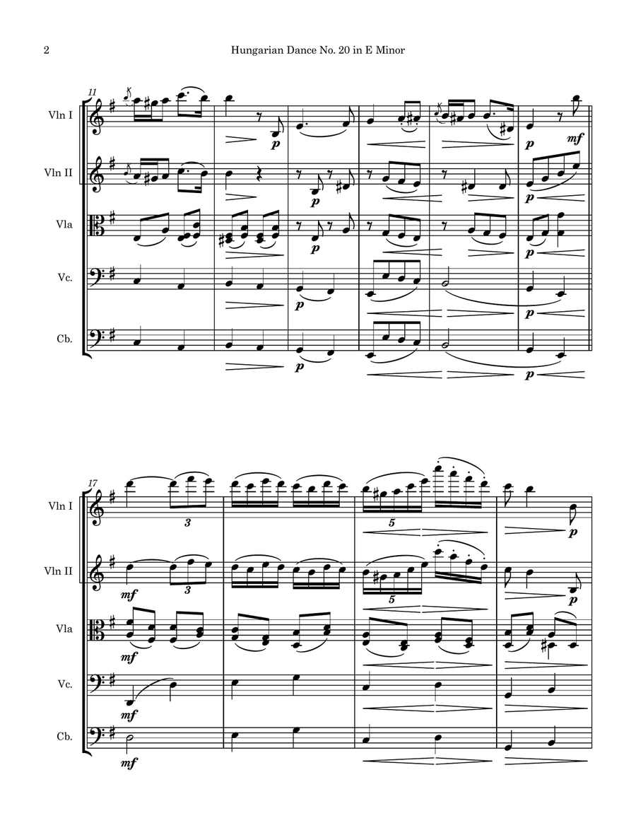 Hungarian Dance No. 20 in E Minor by Johannes Brahms String Orchestra - Digital Sheet Music page 4