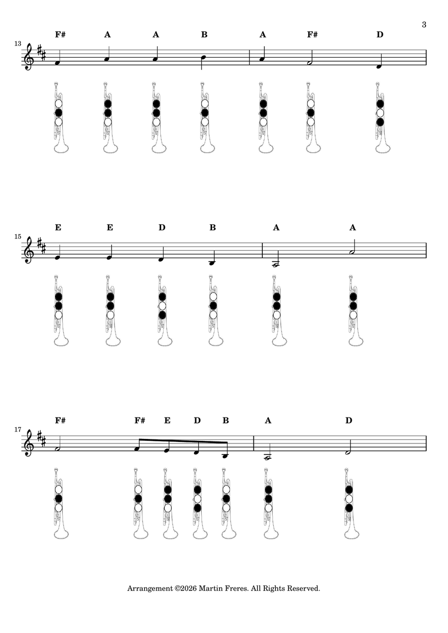 Go Tell It On The Mountain + Beginner Trumpet Fingering Chart (F#3 - C6) by Traditional B-Flat Trumpet - Digital Sheet Music page 4