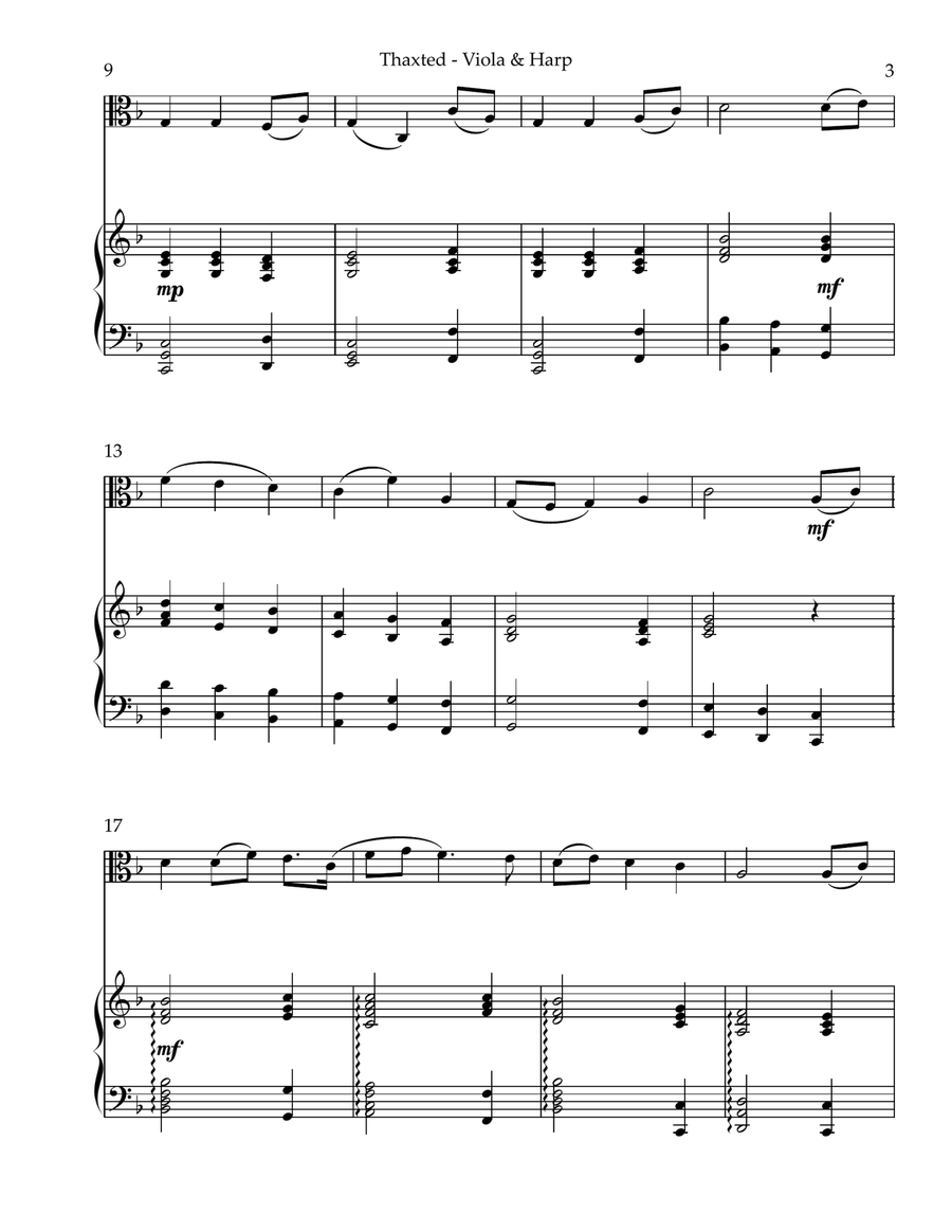 Thaxted (I Vow to Thee), Duet for Viola & Harp by Gustav Holst String Duet - Digital Sheet Music page 3