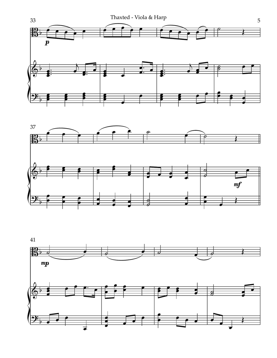Thaxted (I Vow to Thee), Duet for Viola & Harp by Gustav Holst String Duet - Digital Sheet Music page 5