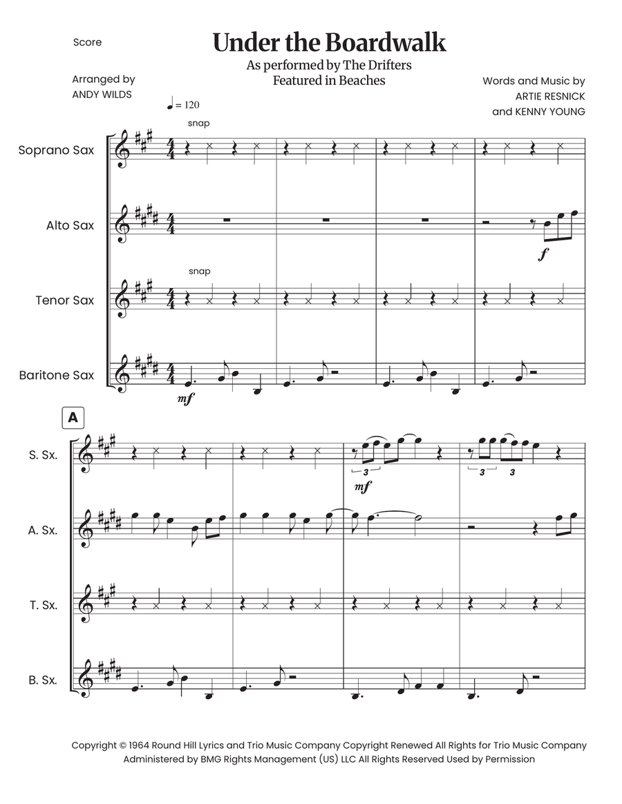 Under The Boardwalk by The Drifters Saxophone Quartet - Digital Sheet Music page 3