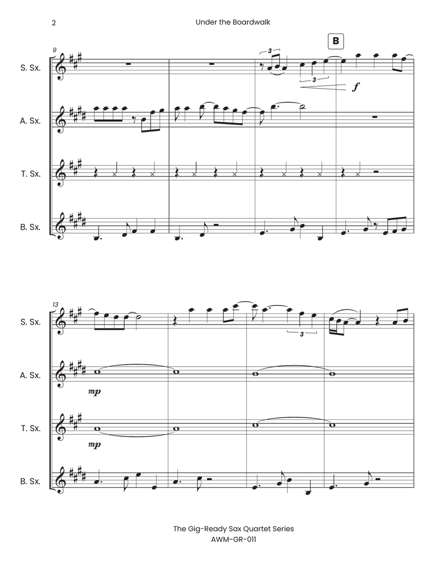 Under The Boardwalk by The Drifters Saxophone Quartet - Digital Sheet Music page 4