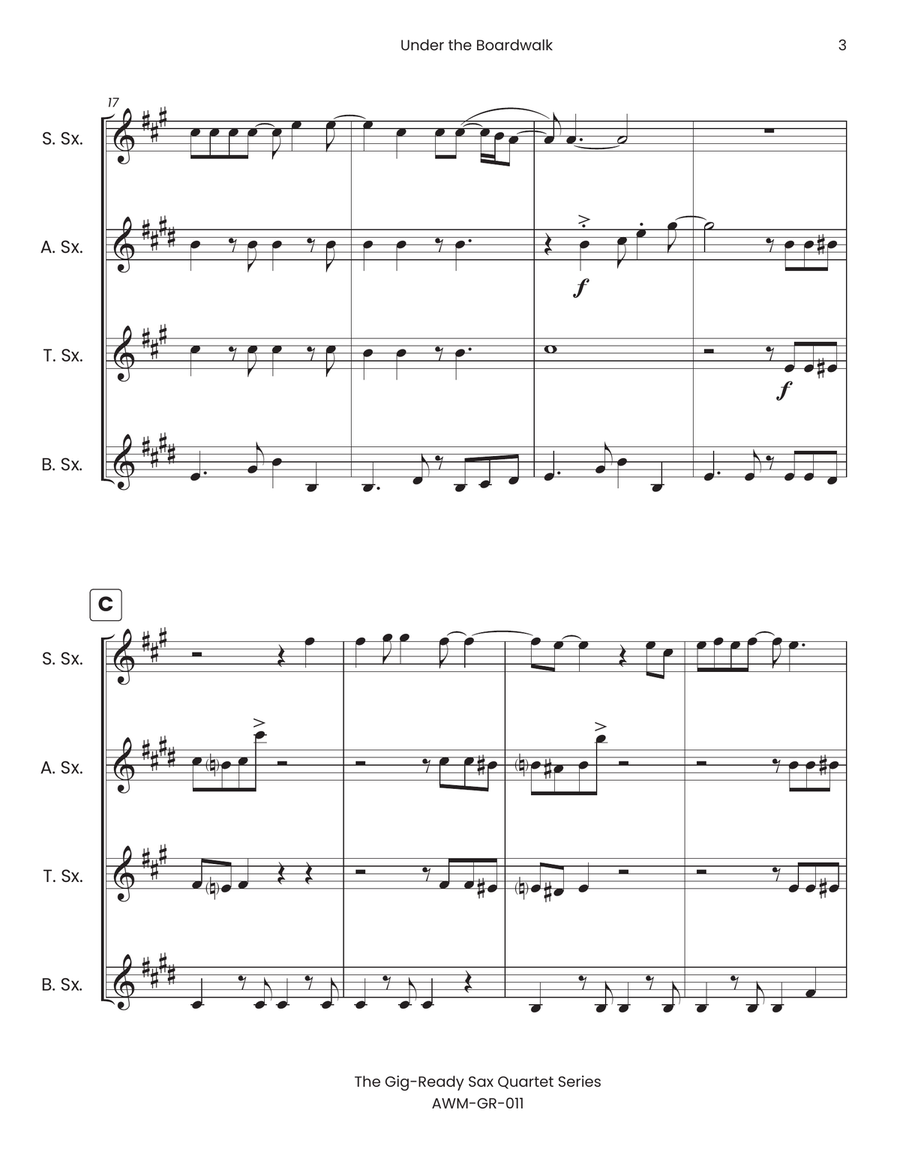 Under The Boardwalk by The Drifters Saxophone Quartet - Digital Sheet Music page 5