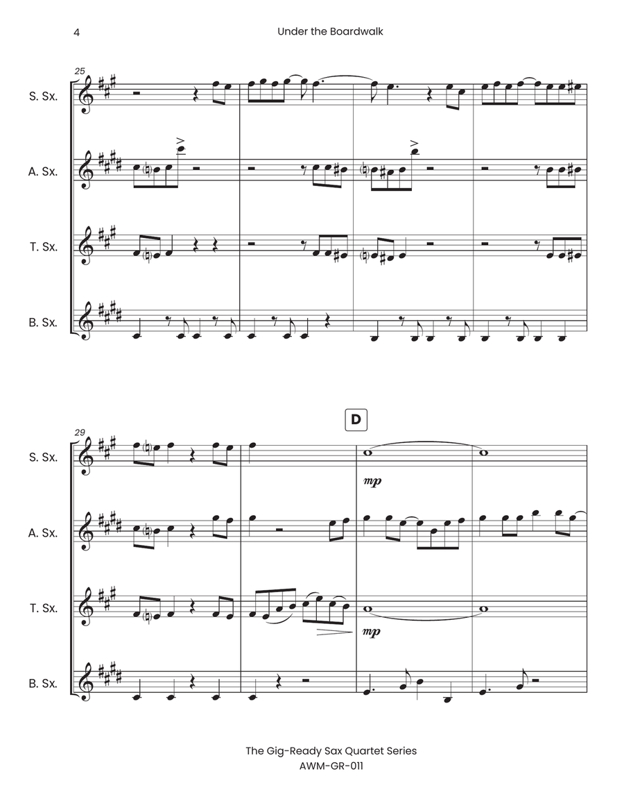 Under The Boardwalk by The Drifters Saxophone Quartet - Digital Sheet Music page 6