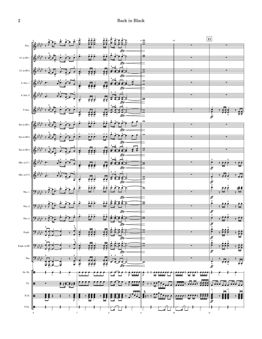 Back In Black by AC/DC Marching Band - Digital Sheet Music page 2