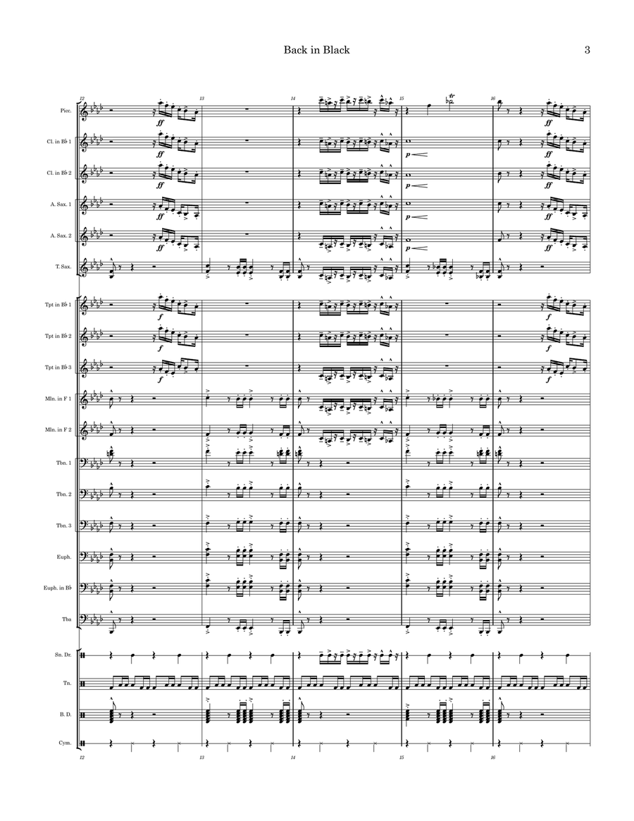 Back In Black by AC/DC Marching Band - Digital Sheet Music page 3