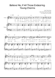 Believe Me, If All Those Endearing Young Charms - Voice with Piano in D Easy with Chords and Lyrics
