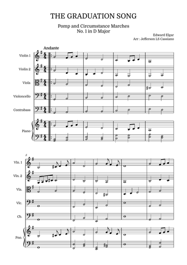 Pomp and Circumstance Marches No. 1 (The Graduation Song): String Quintet and Piano