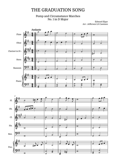 Pomp and Circumstance Marches No. 1 (The Graduation Song): Woodwind Quintet and Piano