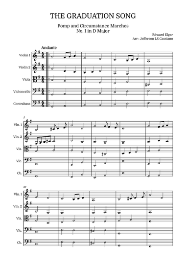 Pomp and Circumstance Marches No. 1 (The Graduation Song): String Quintet (2 Violins, Viola, Cello,