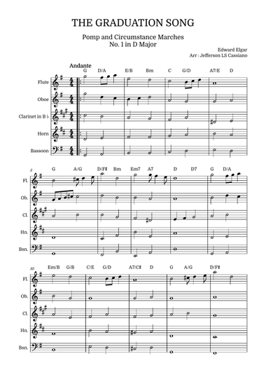 Pomp and Circumstance Marches No. 1 (The Graduation Song): Woodwind Quintet with Chords
