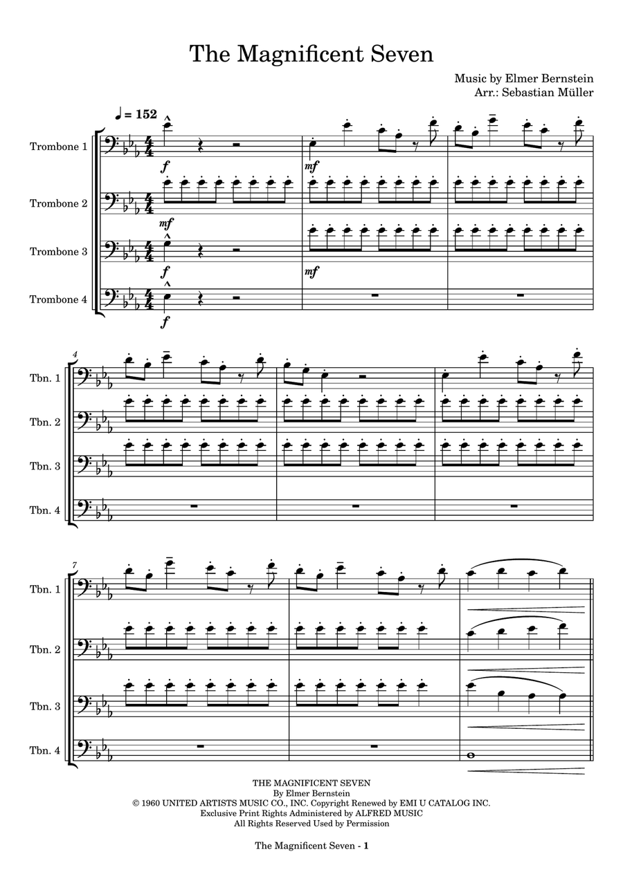 The Magnificent Seven by Elmer Bernstein Brass Quartet - Digital Sheet Music page 2