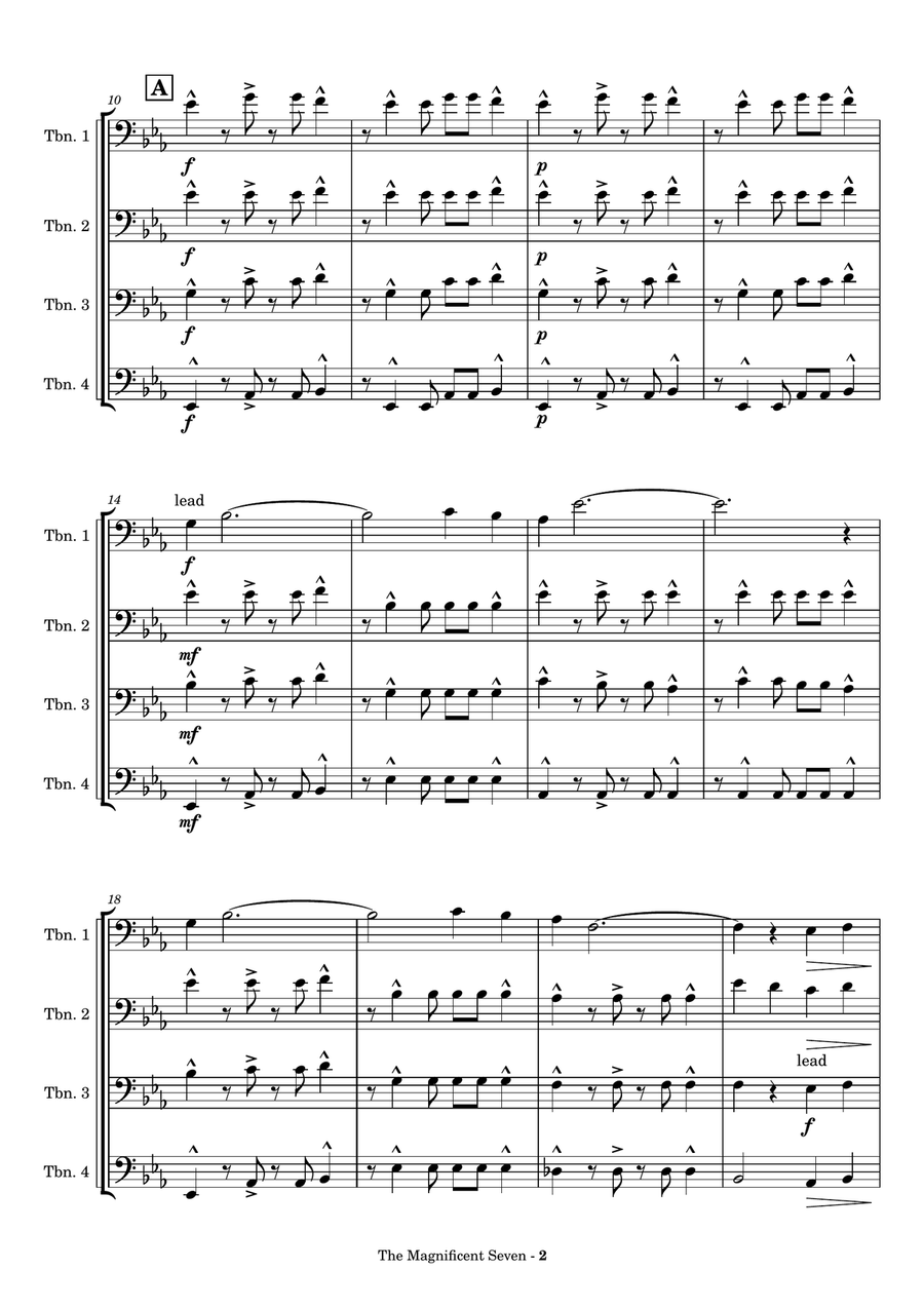 The Magnificent Seven by Elmer Bernstein Brass Quartet - Digital Sheet Music page 3