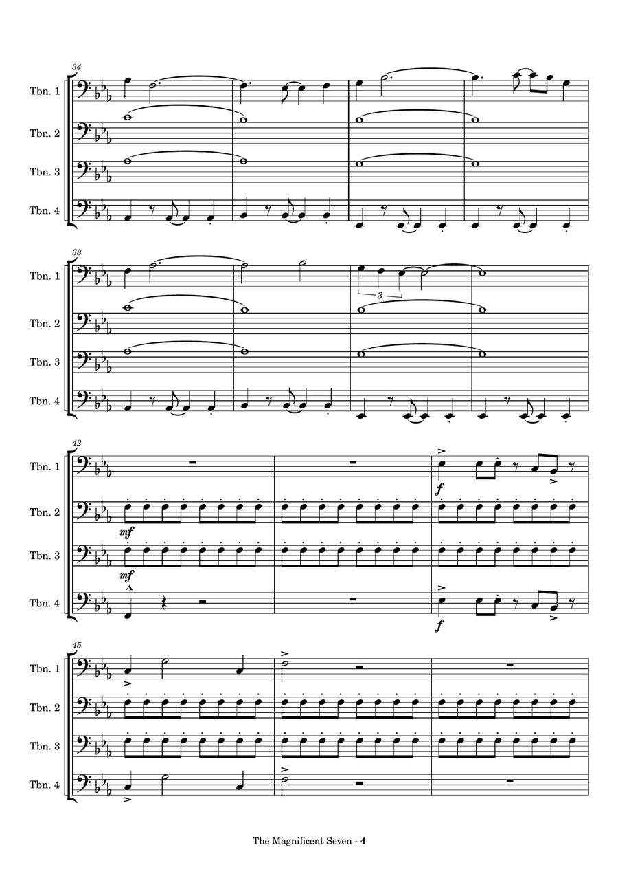 The Magnificent Seven by Elmer Bernstein Brass Quartet - Digital Sheet Music page 5