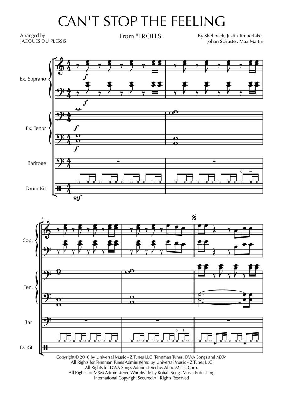 Can't Stop The Feeling! by Justin Timberlake Percussion Ensemble - Digital Sheet Music page 3