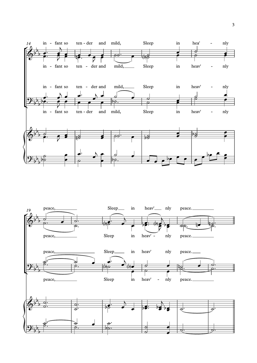 Silent Night (new tune) 4-Part - Digital Sheet Music page 3