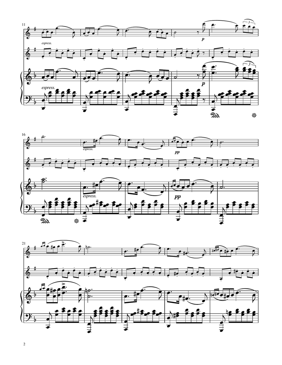 Serenade (Standchen) - F.Schubert - Clarinet and Bass Clarinet Duet w/ Piano by Franz Schubert Clarinet Duet - Digital Sheet Music page 2
