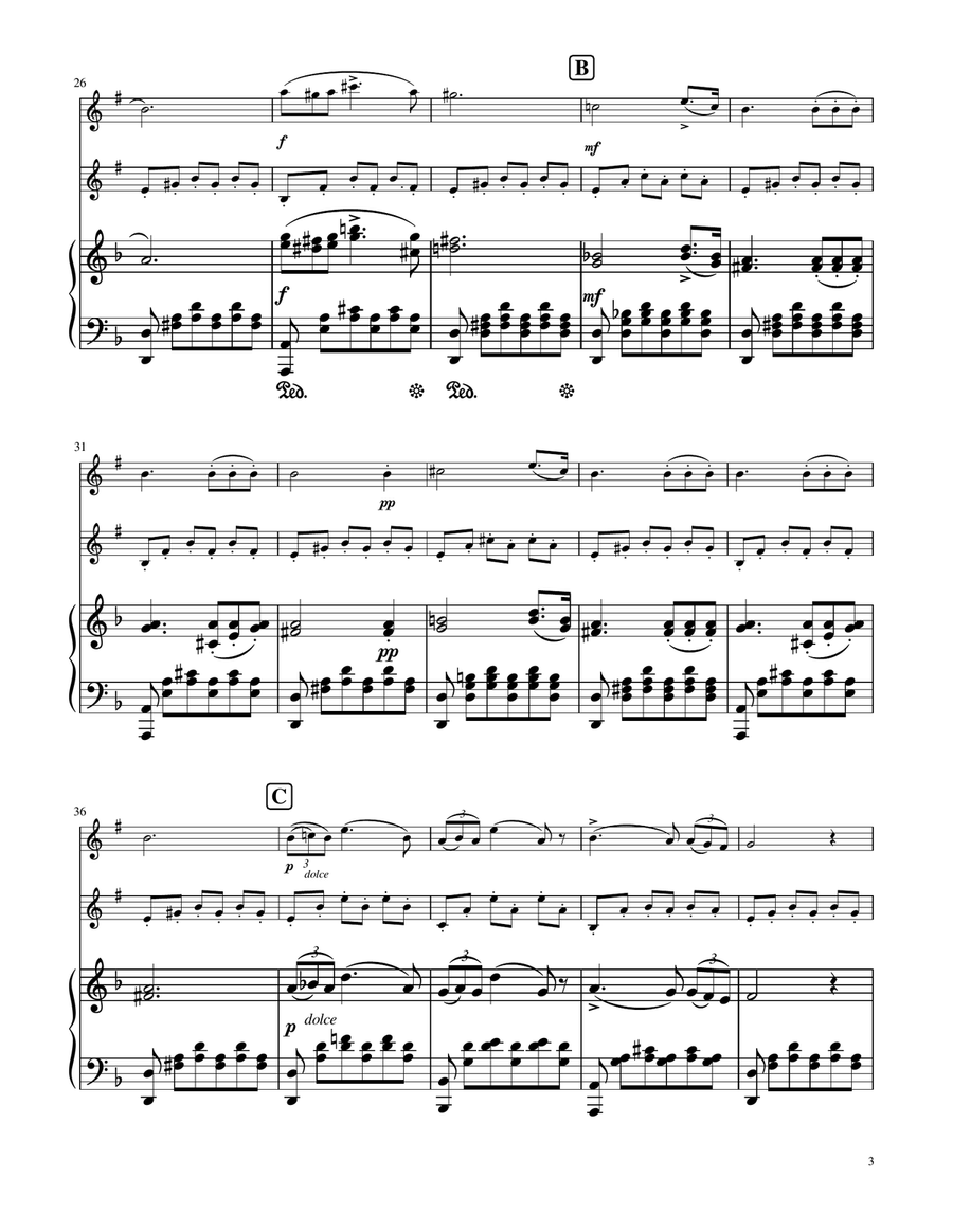 Serenade (Standchen) - F.Schubert - Clarinet and Bass Clarinet Duet w/ Piano by Franz Schubert Clarinet Duet - Digital Sheet Music page 3
