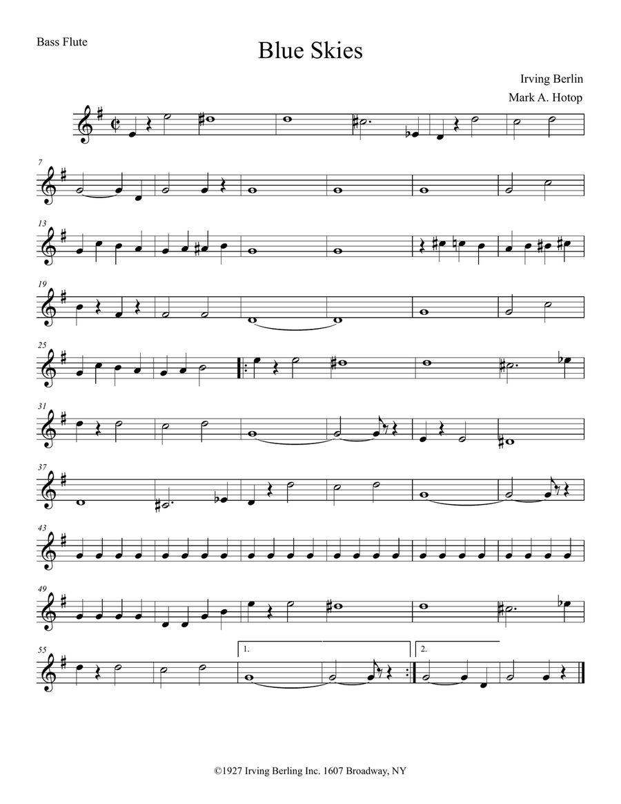 Blue Skies by Irving Berlin Flute Choir - Digital Sheet Music page 2