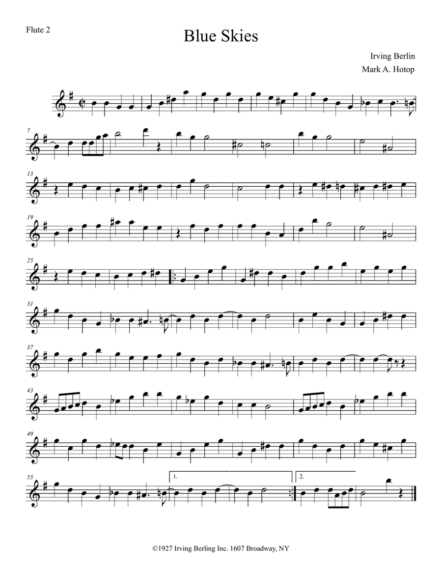Blue Skies by Irving Berlin Flute Choir - Digital Sheet Music page 4