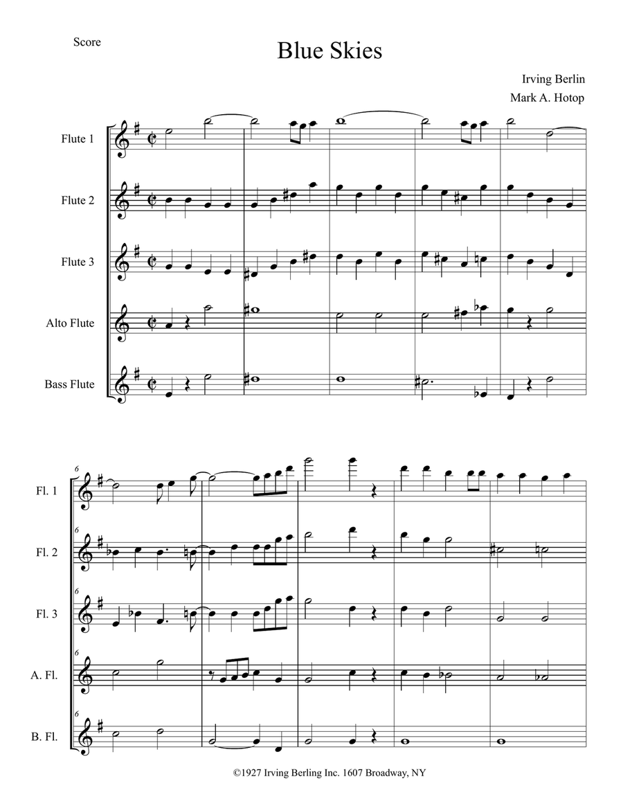 Blue Skies by Irving Berlin Flute Choir - Digital Sheet Music page 6