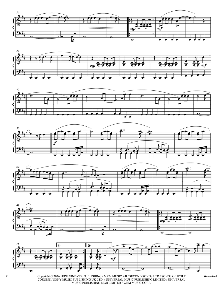 Humankind by Coldplay Piano Method - Digital Sheet Music page 2