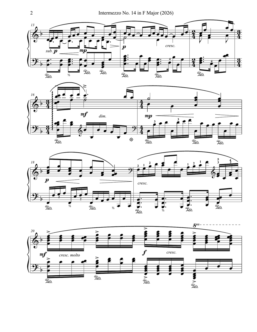 Intermezzo No. 14 in F Major (2026) - Graduation Day Piano Solo - Digital Sheet Music page 2