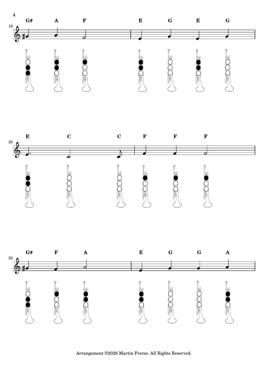 A Tisket, A Tasket (Jazzy) + Beginner Trumpet Fingering Chart (F#3 - C6) by Traditional B-Flat Trumpet - Digital Sheet Music page 5
