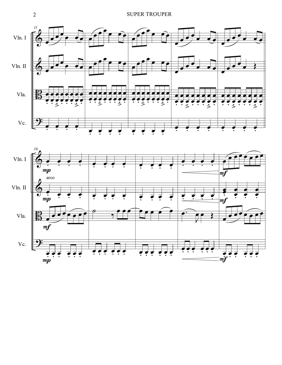 Super Trouper by ABBA String Quartet - Digital Sheet Music page 2