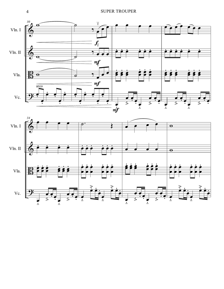 Super Trouper by ABBA String Quartet - Digital Sheet Music page 4